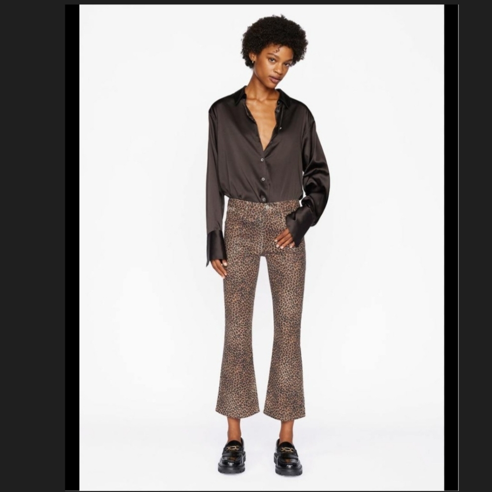 Frame Le Crop Mini Boot Midrise Jeans W30 Sand Leopard
